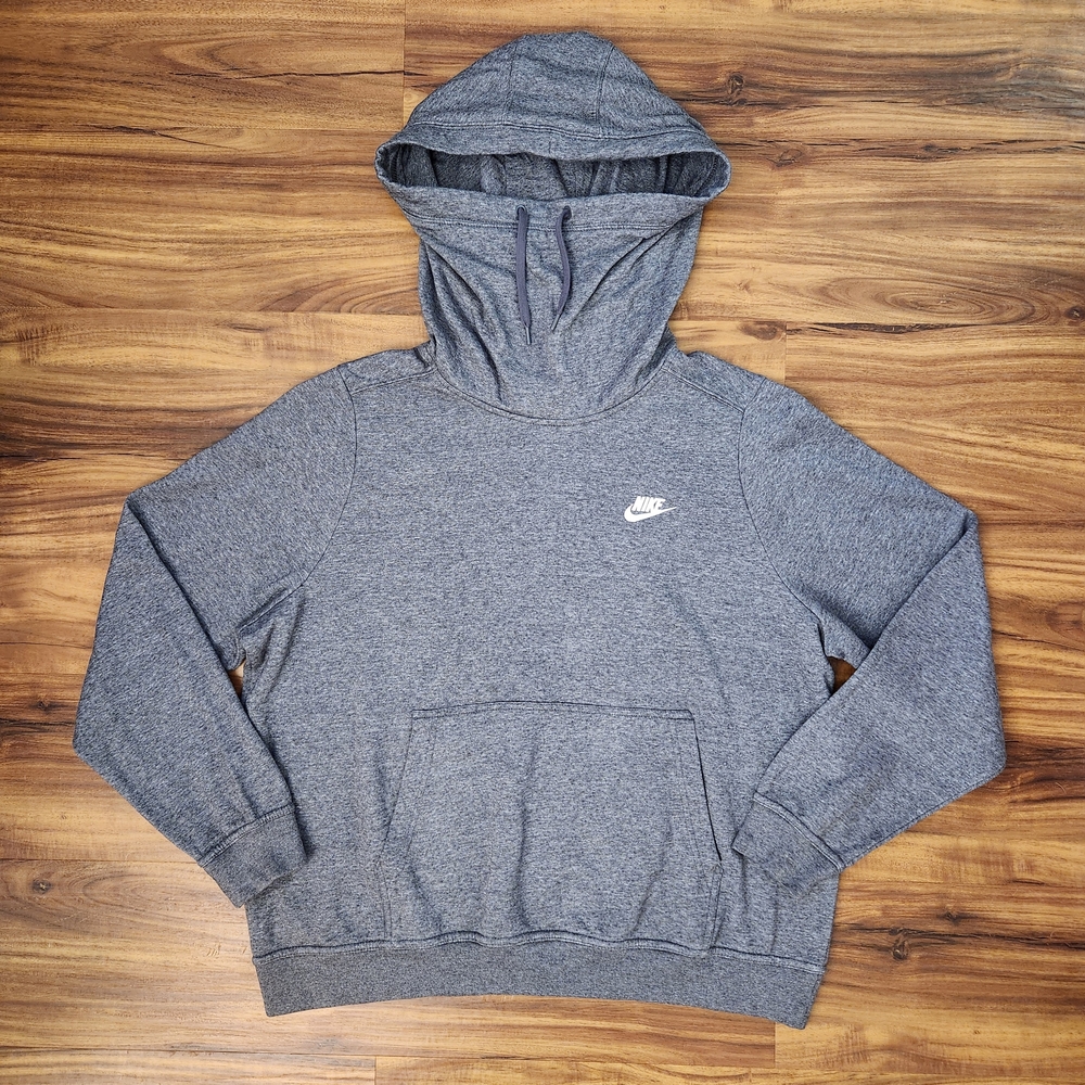Nike Gray Funnel Neck Logo Hoodie Size Xlarge